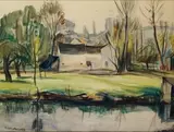 Paysage by Charles Kvapil, 1927, Gouache sur papier, sold Apr 2010