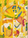Composition fond jaune by Joseph Dudley Downing, Gouache sur papier, sold Apr 2010