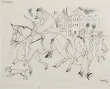 Sonntagsreiter by Adolf Uzarski, 1921, Plume et crayon gras, sold Apr 2010