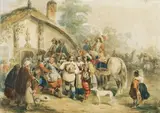 La mort du chevalier Bayard by Hippolyte Bellangé, Aquarelle, sold Dec 2009