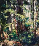 Cypress Ridge, Old Growth, West Van., BC by Daniel Izzard, 1990, oil on board, sold Jan 2016