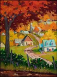 Autumn Village by Louise Martineau, oil on canvas, sold Jan 2016