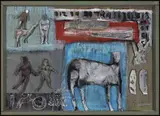 Trying on New Rolls…Standing on the Animal by Casey McGlynn, 2001, mixed media on board, sold Jan 2016