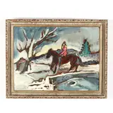 Horse & Rider by Sterling Strauser, Oil on Masonite, sold Oct 2020