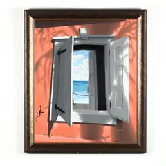 St. Thomas Architectural (Salmon) by Don Dhalke, Oil on canvas, sold Oct 2020