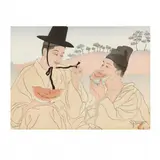Les Pasteques, Jō-noku-ri, Corée by Paul Jacoulet, Woodcut print in colors, sold Oct 2020