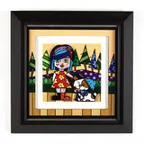 Girl With Dog by Romero Britto, Three-dimensional construction of serigraph and giclée collage, sold Oct 2020