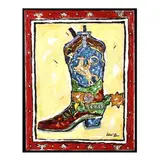 Cowboy Boot by Leslie Lew, Mixed media and sculpted monotype on canvas, sold Oct 2020