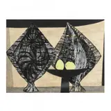 Still Life with Fish and Lemons by Tamami Shima, Woodblock print in colors, sold Oct 2020