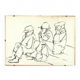 Three Seated Figures by Beverly Pepper, Ink on paper, sold Oct 2020