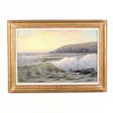 Seascape at Sunrise by George F. Schultz, Oil on canvas (wax lined), sold Oct 2020