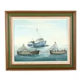 Maritime Fishing Scene by Donald Bryan, Oil on linen, sold Oct 2020