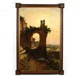 Landscape with Figures and Ruins by Prosper Barbot, Oil on canvas, sold Oct 2020