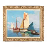 Sailing Rigs at Port by Paul André Jean Eschbach, Oil on canvas, sold Oct 2020