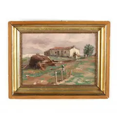 View of a French Landscape by Jules Ribeaucourt, Oil on panel, sold Oct 2020