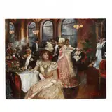 Café Scene by Vladimir Pervuninsky, Oil on canvas, sold Oct 2020