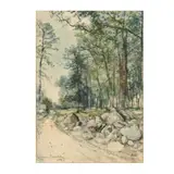 Landscape with Wooded Path by Lucien Whiting Powell, Watercolor, sold Oct 2020