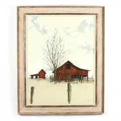 Red Barn by Roy Bailey, Oil on canvas, sold Oct 2020