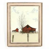 Red Barn by Roy Bailey, Oil on canvas, sold Oct 2020