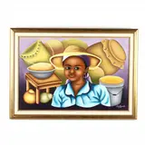 Woman with Market Wares by Pierre Bernard, Oil on canvas, sold Oct 2020