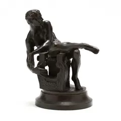 Seated Male Nude Leaning on a Lyre by Melvin Earl Cummings, Bronze, sold Oct 2020