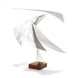 Proud Bird II (Stabile) by Jerome Kirk, Aluminum and stainless steel on a walnut base, sold Sep 2020