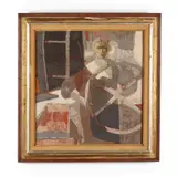 Woman with Machinery by Byron Buford, Oil on Masonite, sold Sep 2020