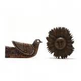 Bird and Sun No. 2 by Stan Dann, Two relief carved wall sculptures, sold Sep 2020