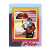 Umbrella Man on Blends by Peter Max, Mixed media with acrylic over print on paper, sold Sep 2020