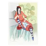 Portrait of a Woman in Red by Itzchak Tarkay, Watercolor and ink on paper, sold Sep 2020