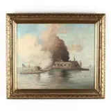 The Monitor and the Merrimack by Charles Myron Clark, Oil on canvas, sold Sep 2020