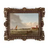 Maritime View with Mill, Kent by Joseph W. Yarnold, Oil on canvas, sold Sep 2020