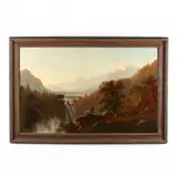 Mountain Vista with American Indians by Alexander F. Loemans, Oil on canvas (lined), sold Sep 2020