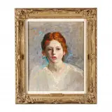 Girl with Red Hair by Mary Wicker, Oil on canvas (lined), sold Sep 2020