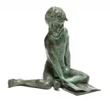 Seated Girl Reading by Elsa Martinus, Bronze with applied green patina, sold Sep 2020