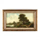 Landscape with Cows and Cowherd by Willem Hendriks, Oil on canvas, sold Aug 2020
