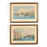 Two Venetian Canal Views by A. Presti, Watercolor, sold Aug 2020