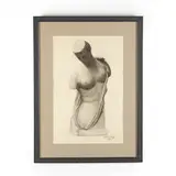 Figure Study of a Classical Marble Sculpture by Mabel Pugh, Charcoal on paper, sold Aug 2020