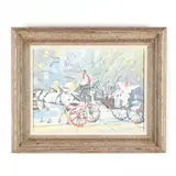 Horse Drawn Carriage with the Newlyweds by Myrtle Jones, Oil on canvas, sold Aug 2020