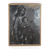 Mother & Child by R. Mainion, Oil on canvas, sold Aug 2020