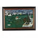 Ocracoke, North Carolina by Charlie Ahman, Oil on masonite, sold Aug 2020