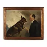 Portrait of a Man and Shepherd by C. S. Wiltschek, Oil on canvas, sold Aug 2020