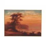 Sunset on the Lake by John Z. Wood, Watercolor on board, sold Aug 2020