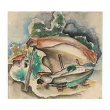 Boats by Clayton V. Fowler, Watercolor on paper, sold Aug 2020