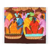 Painting of Women with Baskets and Fruit by Alix Baptiste, Acrylic on canvas, sold Aug 2020