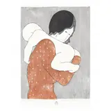 Lady Holding a Baby by Stephen White, Woodblock print in colors, sold Aug 2020