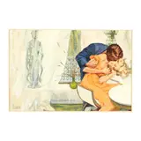 Illustration of Intimate Couple in a Curtained Interior by Don Neiser, Casein on board, sold Aug 2020