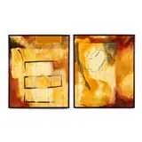 A Pair of Abstract Earth-Tone Paintings by Kelly Pollock, Oil and collage on canvas, sold Aug 2020