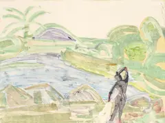 Untitled ( by Romare Bearden, Figure in Landscape) Monotype, sold Oct 2026