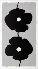 Black Double Poppies by Donald Sultan, Mixed Media Silkscreen, sold Oct 2026